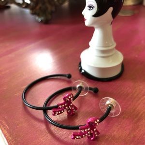 Betsey Johnson  bow hoop earrings